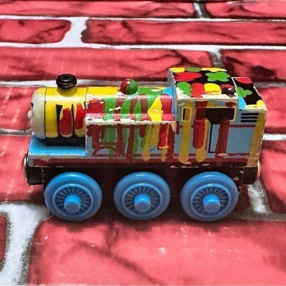 Thomas & Friends Wooden Railway PAINT SPLATTERED THOMAS Train